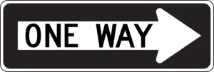 Accuform MR61RDP 12" x 36" Lane Guidance Sign: One Way (In Right Arrow), DG High Prism