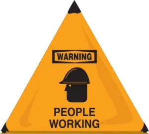 Accuform PFT184 18" x 20" OSHA Warning Handy Cone Floor Sign: People Working