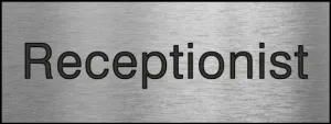Accuform PSG830SL 3" x 8" Engraved Accu-Ply Sign: Receptionist Black Letters on Silver