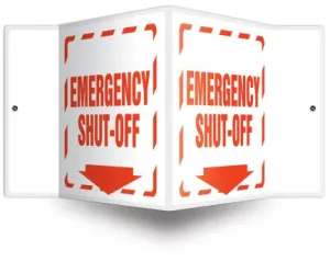 Accuform PSP317 3D 6" x 5" Panel Projection Sign: Emergency Shut-Off Arrow