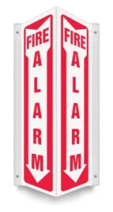Accuform PSP328 18" x 4" Panel Projection Safety Sign: Fire Alarm (Down Arrow) 3D