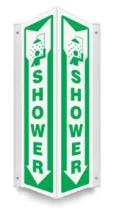 Accuform PSP387 18" x 4" Panel Projection Sign: Shower (Down Arrow with Symbol) 3D
