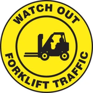 Accuform PSW719 17" Pavement Print Sign: Watch Out Forklift Traffic