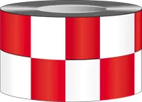 Accuform PTM784RDWT 3" x 54-ft Marking Tape: Checkerboard Pattern Red/White