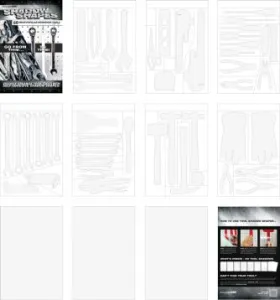 Accuform PVR100WT White Shadow Shapes Tool Shadow Label Booklet, Short Handled, Stiff