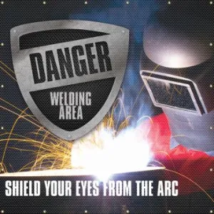 Accuform PWD102YL 6-ft x 8-ft ONE-WAY Printed Welding Screens: Danger Welding Area - Shield Your Eyes From The Arc, Yellow