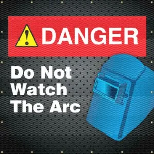 Accuform PWD116BU 6-ft x 6-ft ONE-WAY Printed Welding Screens: Danger - Do Not Watch The Arc, Blue