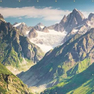 Accuform PWD142RD 6-ft x 8-ft ONE-WAY Printed Welding Screens: Mountain Image, Red