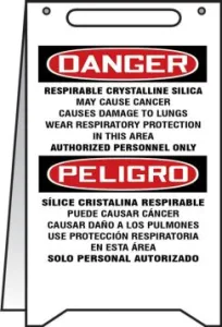 Accuform SBPFR126 20" x 12" OSHA Danger Fold-Ups: Respirable Crystalline Silica May Cause Cancer - Causes Damage To Lungs - Wear Respiratory Protection In This Area, Bilingual - Spanish/English
