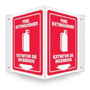 Accuform SBPSP391 12" x 9" Panel Bilingual Projection Sign: Fire Extinguisher, 3D