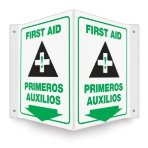 Accuform SBPSP655 12" x 9" Panel Spanish Bilingual Projection Sign: First Aid, 3D