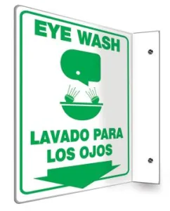 Accuform SBPSP751 12" x 9" Panel Bilingual Projection Safety Sign: Eye Wash, 90D