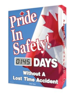 Accuform SCJ145 20" x 16" Digi-Day Lite Electronic Scoreboard: Pride In Safety ___ Days Without A Lost Time Accident, Cardboard