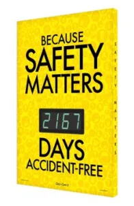 Accuform SCK167 28" x 20" Digi-Day Electronic Safety Scoreboards: Because Safety Matters, Aluminum Face