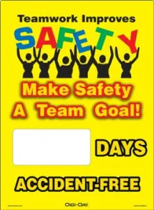Accuform SCN413 14" x 10" Mini Digi-Day Magnetic Faces: Teamwork Improves Safety - Make Safety A Team Goal - _ Days Accident Free