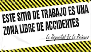 Accuform SHMBR416 28" x 4-ft. Safety Banners: This Job-Site Is A No Accident Zone - Safety Comes First, Spanish