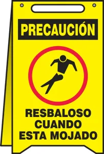 Accuform SHMF119 20" x 12" Fold-Ups OSHA Caution Safety Sign: Slippery When Wet