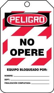 Accuform SHMLT409LTM OSHA Danger Lockout Tag: Do Not Operate - Equipment Locked Out By