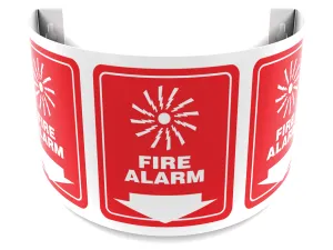 Accuform SHPSJ323 180D Projection Safety Sign: Fire Alarm (Graphic and Down Arrow)