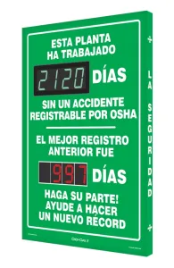 Accuform SHSCK120 28" x 20" Digi-Day Electronic Safety Scoreboards: This Plant Has Worked ____ Days Without An OSHA Recordable Injury -