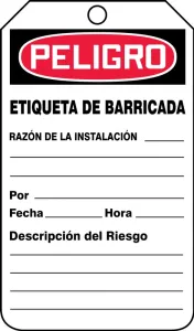 Accuform SHTAB104LTM OSHA Danger Status Alert: Barricade Tag