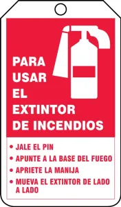 Accuform SHTRS218CTP Fire Extinguisher Safety Tag: Fire Extinguisher Instructions