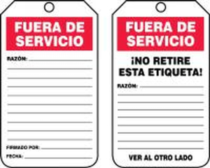 Accuform SHTRS243CTM Out of Service Tags