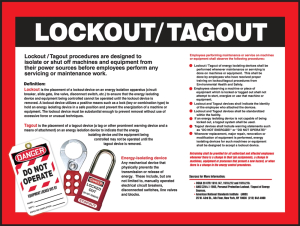 Accuform SP124479 17" x 22" Safety Posters: Lockout/Tagout