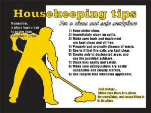 Accuform SP124482L 17" x 22" Laminated Safety Sign: Housekeeping Tips for a Clean and Safe Work Environment