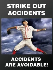 Accuform SP124537J 28" x 22" Safety Poster: Strike Out Accidents - Accidents Are Avoidable