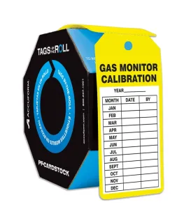 Accuform TAR122 Safety Tags: Tags By-The-Roll - Gas Monitor Calibration