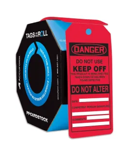 Accuform TAR306 OSHA Danger Tags By-The-Roll: Do Not Use - Keep Off
