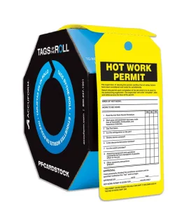 Accuform TAR706 Safety Tag: Tags By-The-Roll- Hot Work Permit
