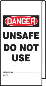 Accuform TAT110 12" x 3-1/8" Wrap 'n Stick OSHA Danger Safety Tag: Unsafe - Do Not Use