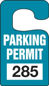 Accuform TNT248BUD 5" x 3" Vertical Hanging Tag: Parking Permit (with Unique Number)