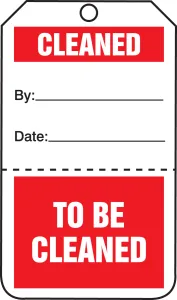 Accuform TPP107PTP Safety Tag: Cleaned/To Be Cleaned - Perforated