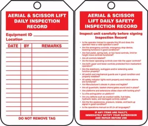 Accuform TRS206CTM Scaffold Status Safety Tag: Aerial & Scissor Lift Daily Inspection Record