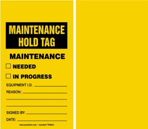 Accuform TRS244CTM Maintenance Status Safety Tag: Maintenance Hold Tag