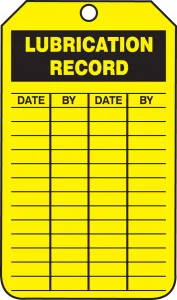 Accuform TRS251CTP Inspection Status Safety Tag: Lubrication Record