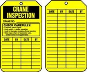 Accuform TRS303PTM Crane Status Safety Tags: Crane Inspection