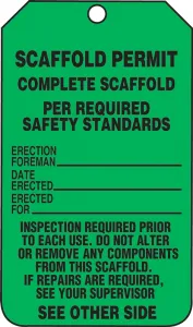 Accuform TRS326CTP Scaffold Status Tag: Scaffold Permit - Complete Scaffold