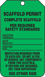 Accuform TRS326PTP Scaffold Status Tag: Scaffold Permit - Complete Scaffold