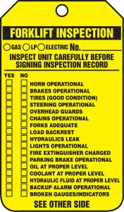 Accuform TRS336PTP Equipment Status Safety Tag: Forklift Inspection