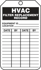 Accuform TRS346PTM 8-1/2" x 3-7/8" Safety Tag: HVAC Filter Replacement Record