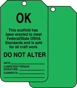Accuform TSS103LTM Scaffold Status Safety Tag: OK- Do Not Alter