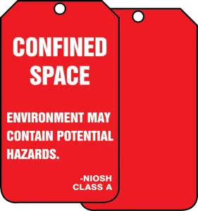Accuform TSS820CTP Confined Space Status Safety Tag: Confined Space- Environment May Contain Potential Hazards