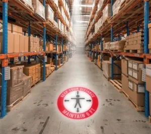 Accuform VPL943 LED Sign Projector: Keep Your Distance Maintain 6-ft