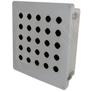 Altelix NF141206-PB22-25 NF Series 14x12x6 Fiberglass NEMA 4X Weatherproof Pushbutton Enclosure w/ 25 Push Button Mounting Holes 22.5mm
