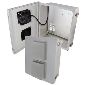 Altelix NF141206VFA1 NF Series 14x12x6 Fiberglass Weatherproof Vented NEMA Enclosure with Cooling Fan and 120 VAC Outlets
