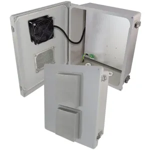 Altelix NF141206VFD1 NF Series 14x12x6 Fiberglass Weatherproof Vented NEMA Enclosure with 12 VDC Cooling Fan